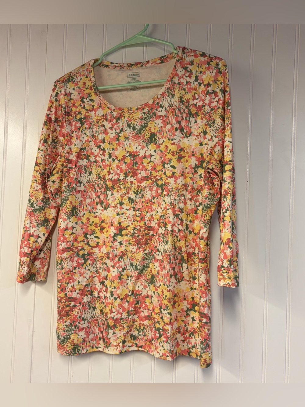 L.L. Bean Women's Floral Crewneck Supima Cotton Top Large
